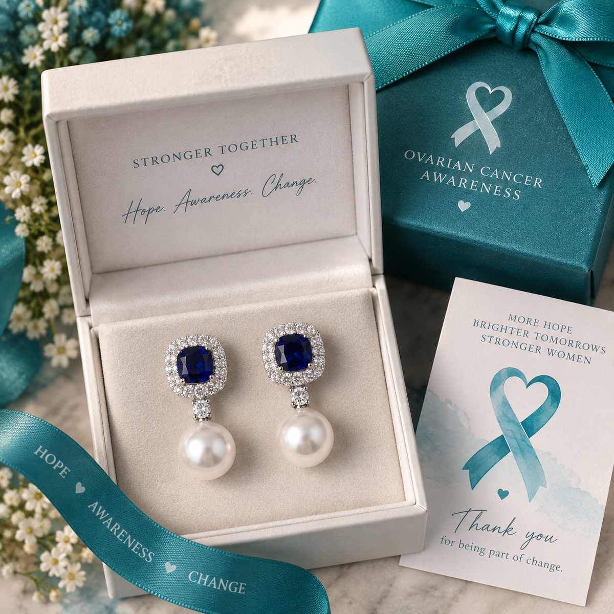 Ovarian Cancer Awareness Pearl Earrings