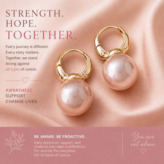 Cancer Awareness | Classic Pearl Earrings