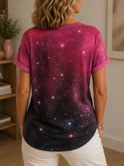 Pink Art Printed Casual T-Shirt