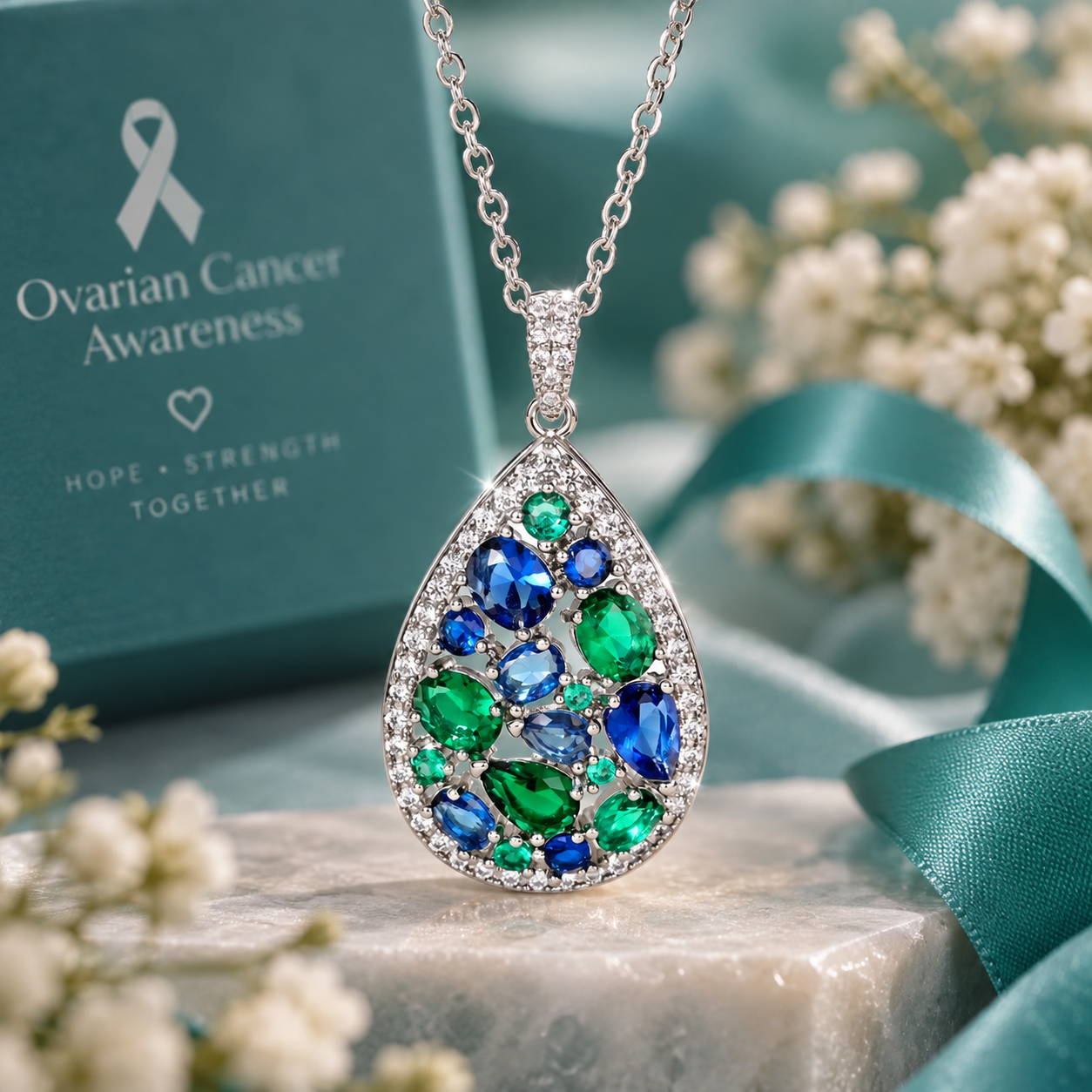 Teal Hope Necklace – Ovarian Cancer Awareness