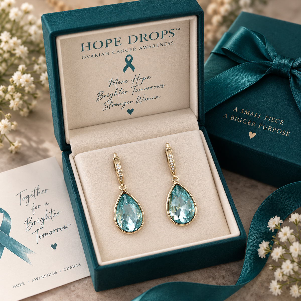 Hope Drops™ – Ovarian Cancer Awareness Earrings