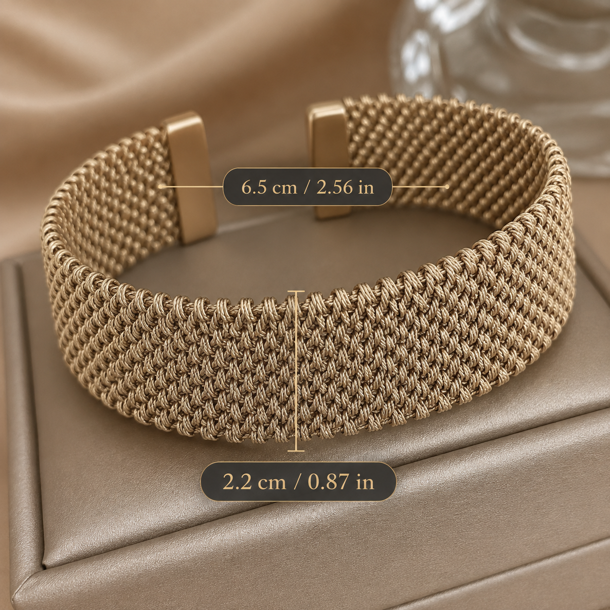 Breast Cancer Awareness | Vintage Braided Mesh Open Classic Bracelet