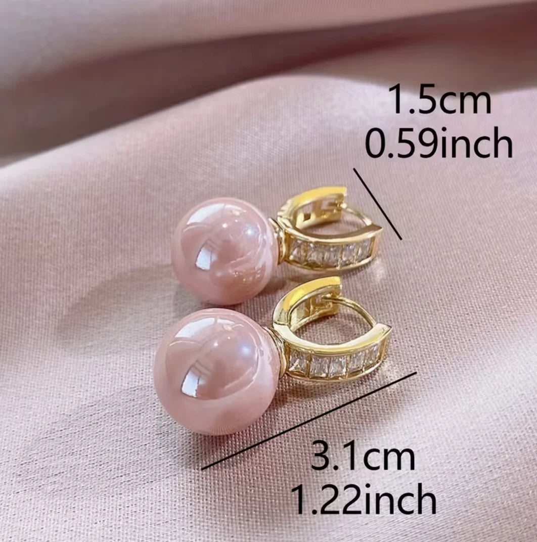 Breast Cancer Awareness Blush Pearl Earrings