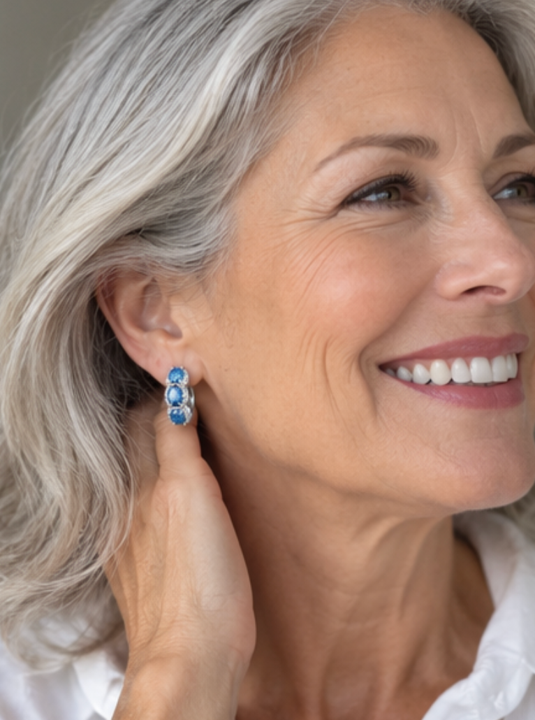 Shine for Her Blue Crystal Earrings - Ovarian Cancer Awareness