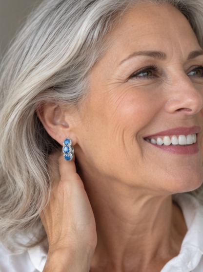 Shine for Her Blue Crystal Earrings - Ovarian Cancer Awareness
