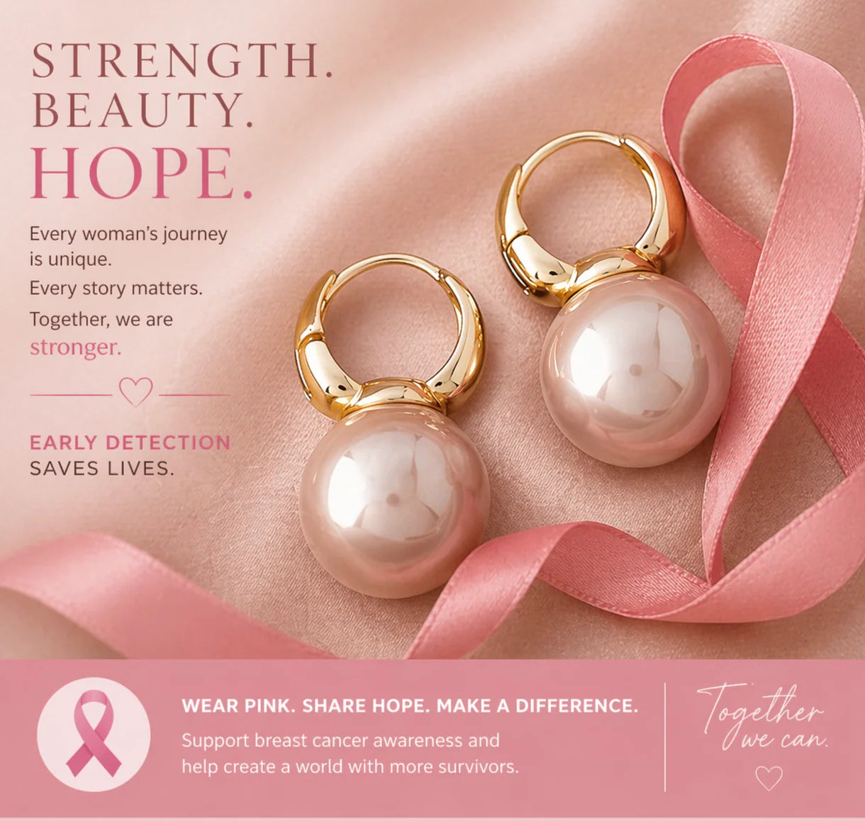 Breast Cancer Awareness | Classic Pearl Earrings