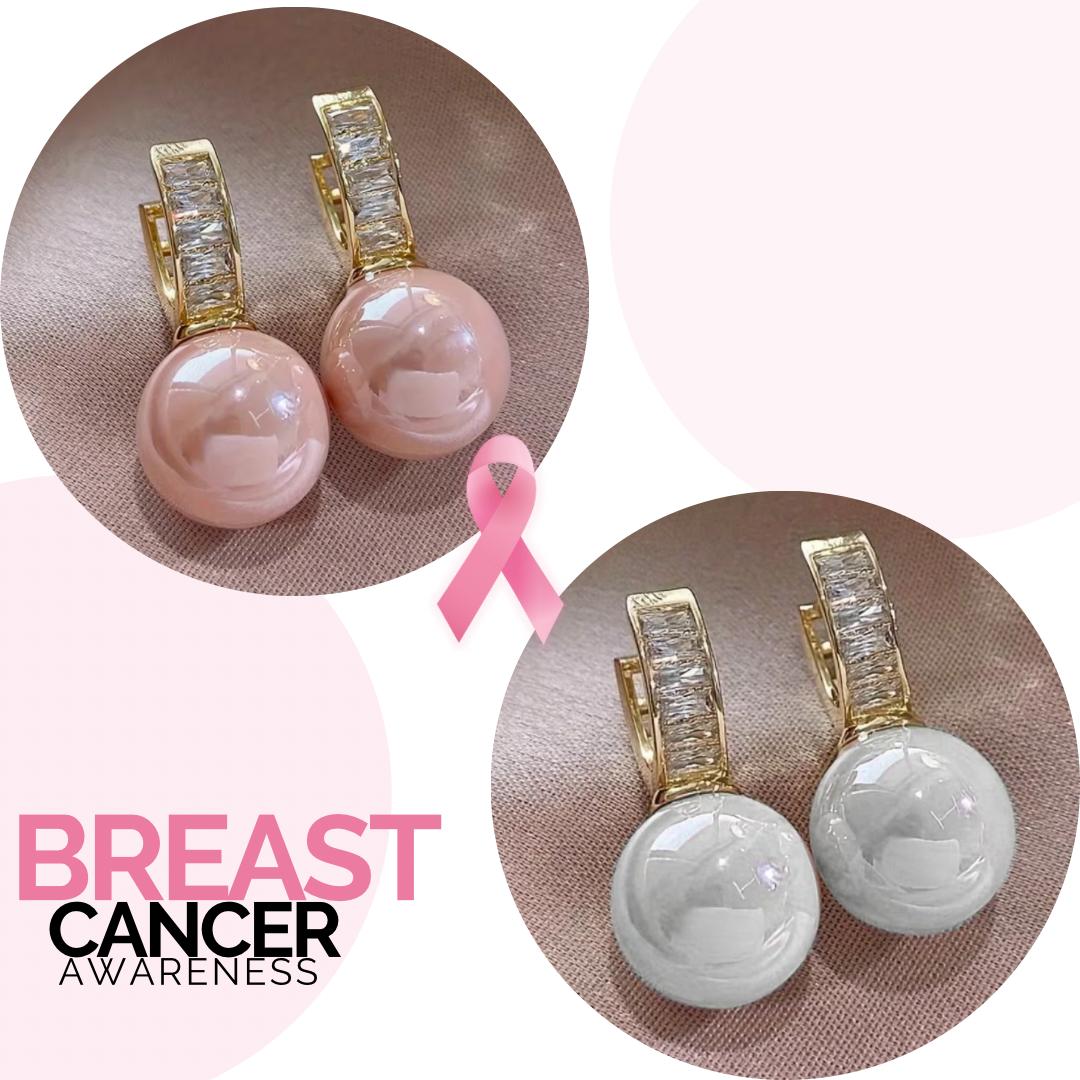 Breast Cancer Awareness Blush Pearl Earrings