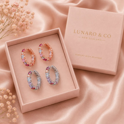 Breast Cancer Awareness | Exclusive Hope Earrings Multi-Coloured Crystals