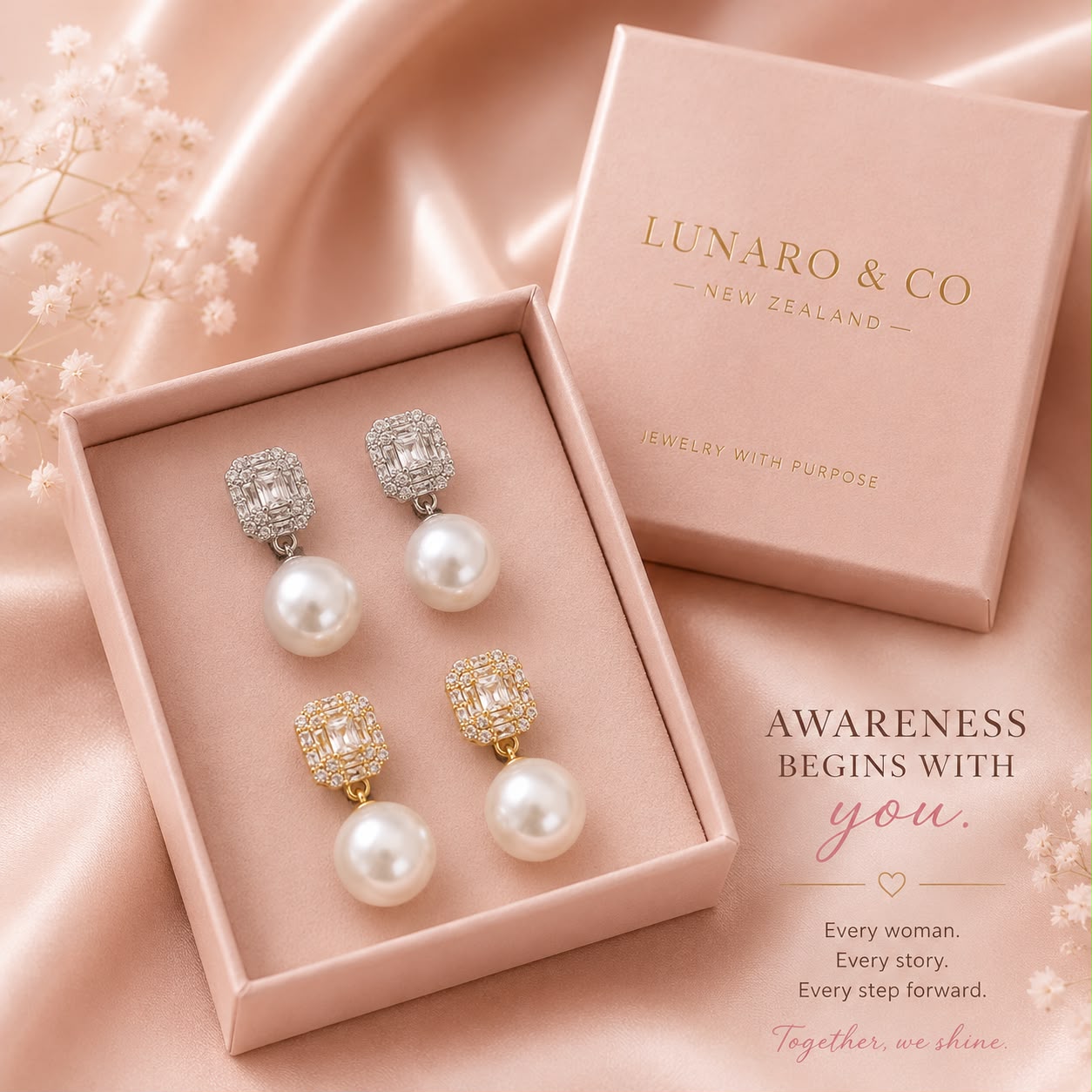Cancer Awareness | Luxe Pearl Earrings