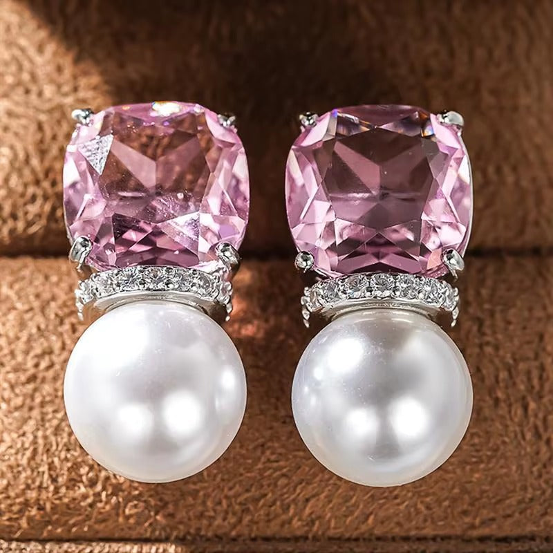 Pink Ribbon Pearl Earrings | Breast Cancer Awareness