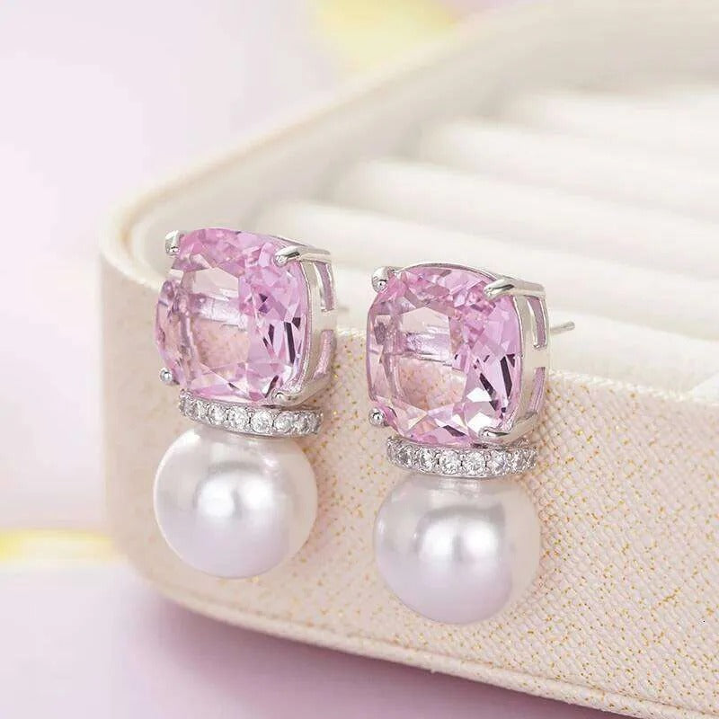 Pink Ribbon Pearl Earrings | Breast Cancer Awareness