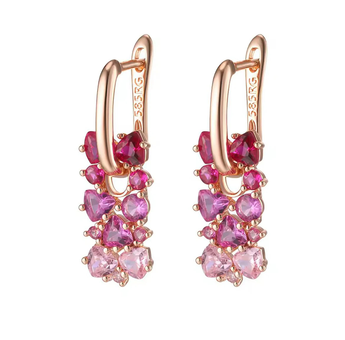 Breast Cancer Awareness Gradient Stone Earrings