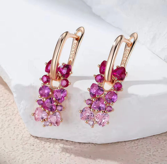 Breast Cancer Awareness Gradient Stone Earrings