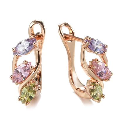 Breast Cancer Awareness | Elegant Colorful Zircon Hoop Earrings