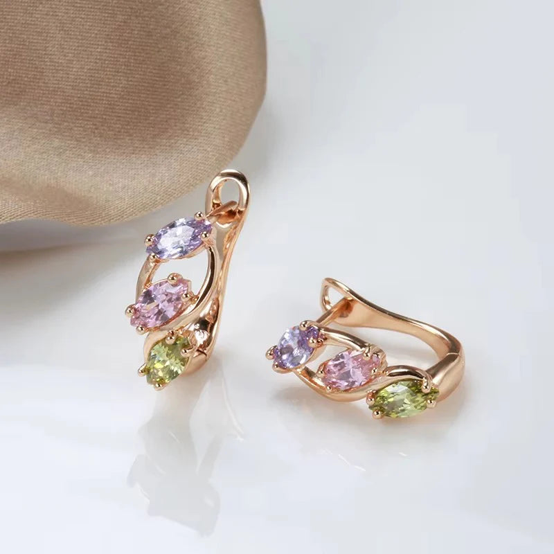 Breast Cancer Awareness | Elegant Colorful Zircon Hoop Earrings