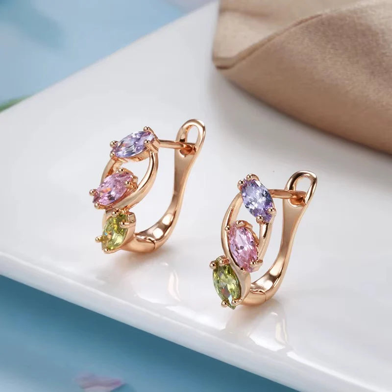 Breast Cancer Awareness | Elegant Colorful Zircon Hoop Earrings