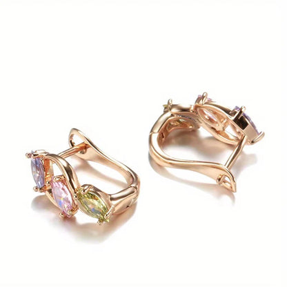 Breast Cancer Awareness | Elegant Colorful Zircon Hoop Earrings