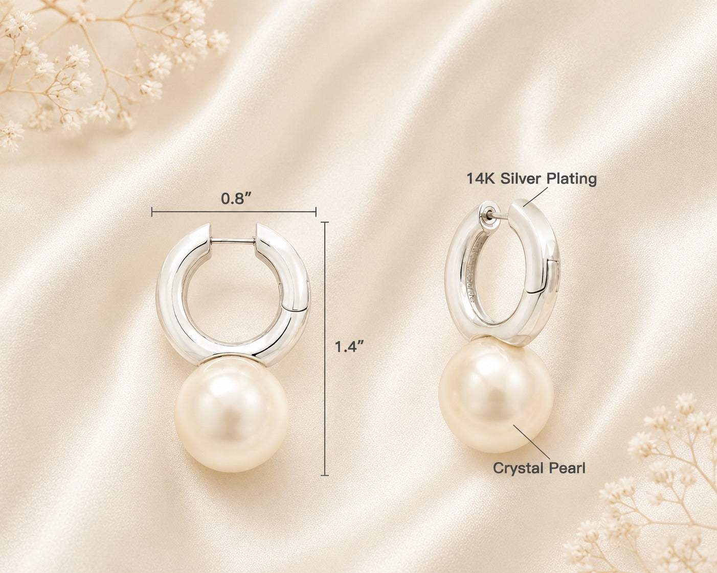 Breast Cancer Awareness | Silver Classic Pearl Earrings
