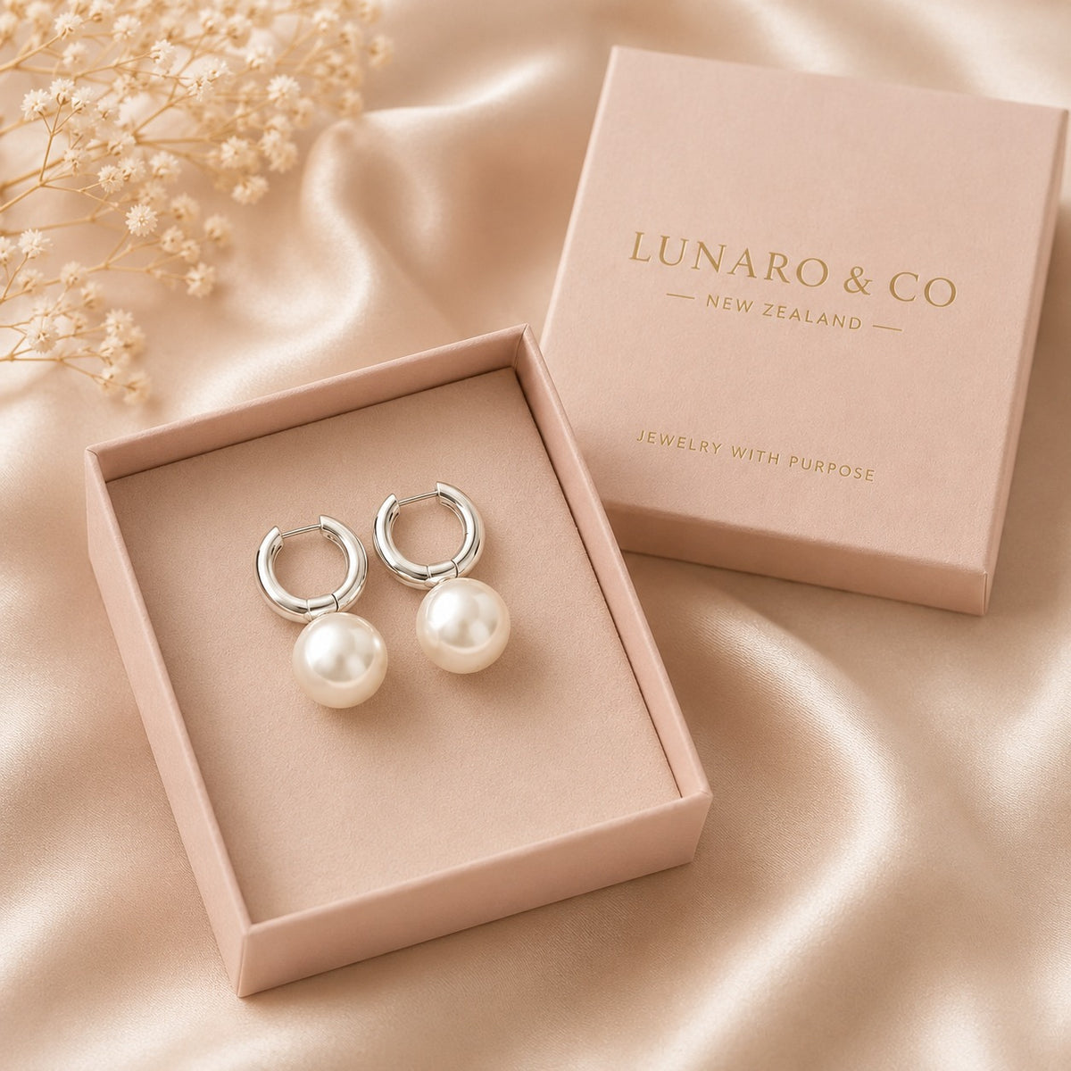Breast Cancer Awareness | Silver Classic Pearl Earrings