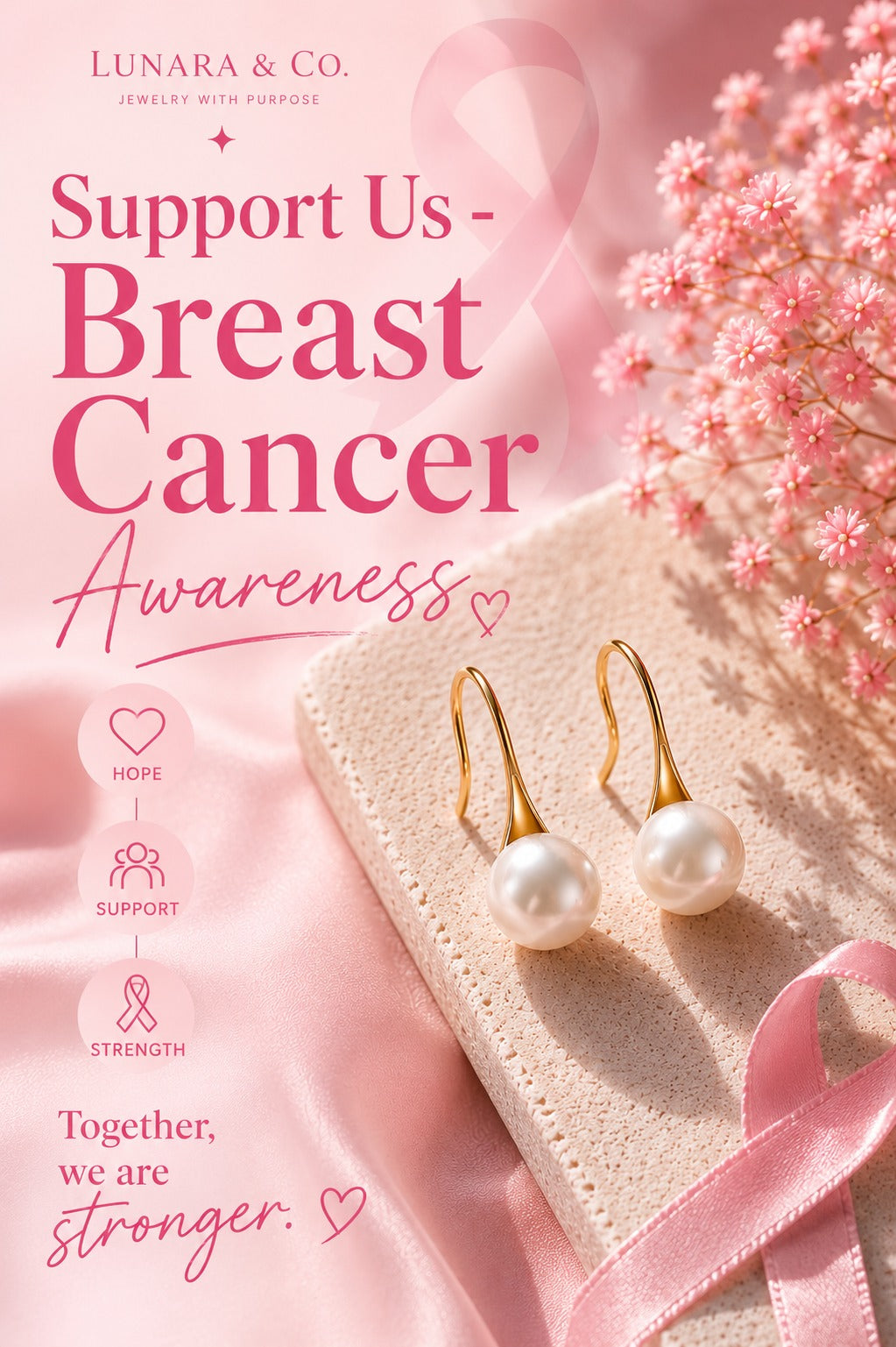 Breast Cancer Awareness | Pearl Earrings