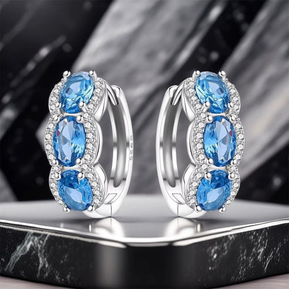 Shine for Her Blue Crystal Earrings - Ovarian Cancer Awareness