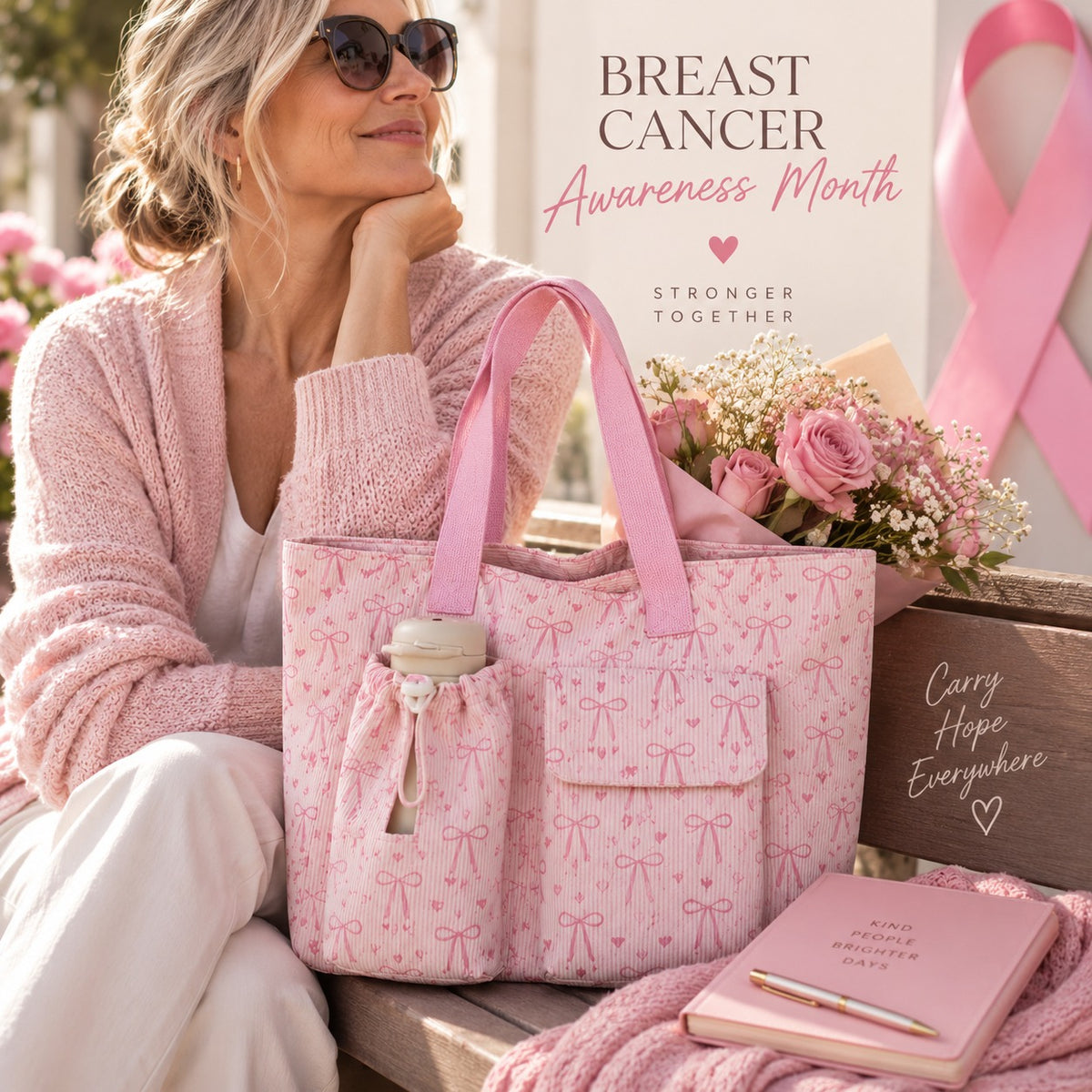 Breast Cancer Awareness Ribbon Bag